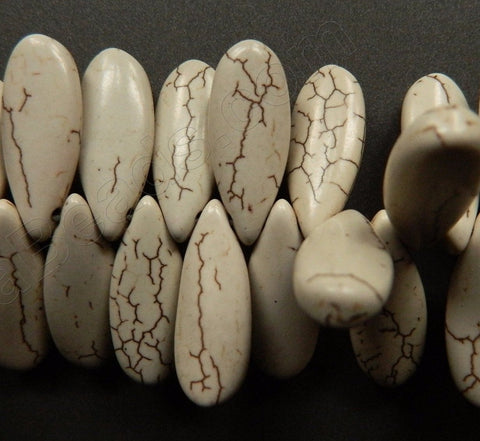 Cracked White Turquoise  -  Smooth Long Briolettes  16"