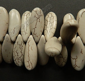 Cracked White Turquoise  -  Smooth Long Briolettes  16"