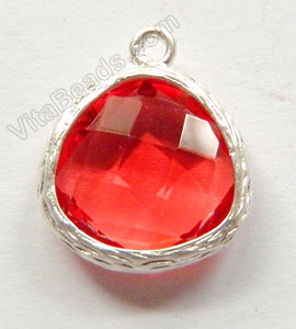 Faceted Heart Pendant Zinc Alloy Tomato Crystal