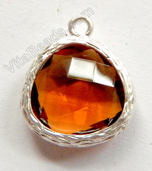 Faceted Heart Pendant Zinc Alloy Amber Crystal