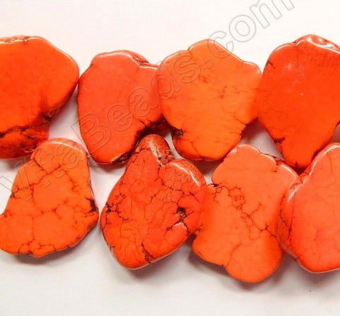 Dark Orange Turquoise  -  Irregular Slabs Top Drilled 6"