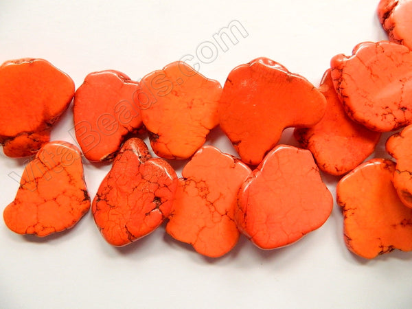 Dark Orange Turquoise  -  Irregular Slabs Top Drilled 6"