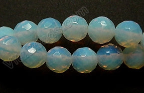 Synthetic White Opal Solid -  Faceted Round   16"