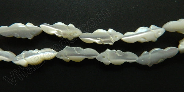 White Mother of Pearl  -  Carved Rabbit Strand  16"