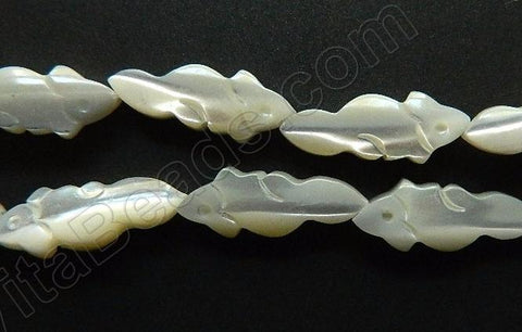 White Mother of Pearl  -  Carved Rabbit Strand  16"
