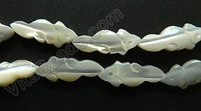 White Mother of Pearl  -  Carved Rabbit Strand  16"