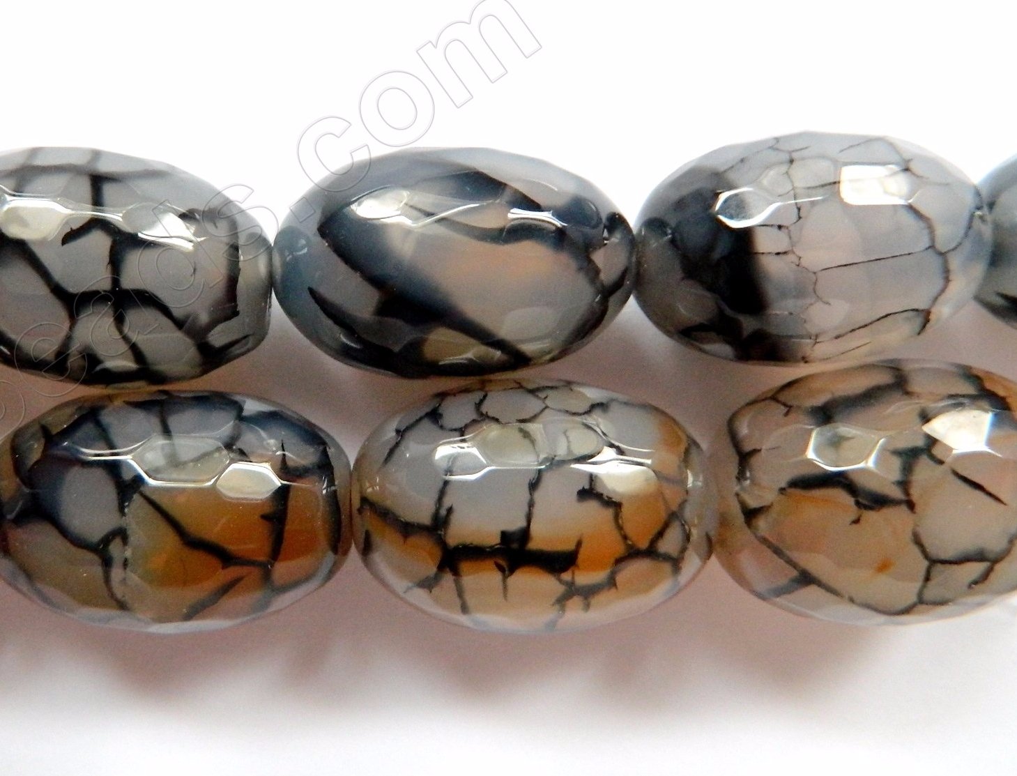 Black Fire Agate  -  Faceted Eggs  16"