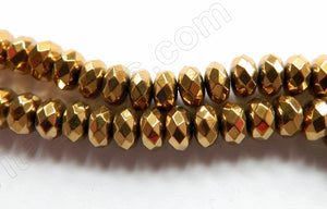 Gold Hematite  -  Faceted Rondel Buttons  15.5"