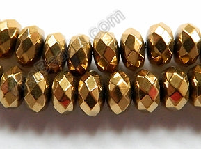 Gold Hematite  -  Faceted Rondel Buttons  15.5"