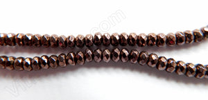 Chocolate Hematite  -  Faceted Rondel  16"    4 x 2 mm