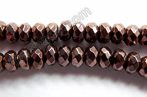 Chocolate Hematite  -  Faceted Rondel  16"    4 x 2 mm