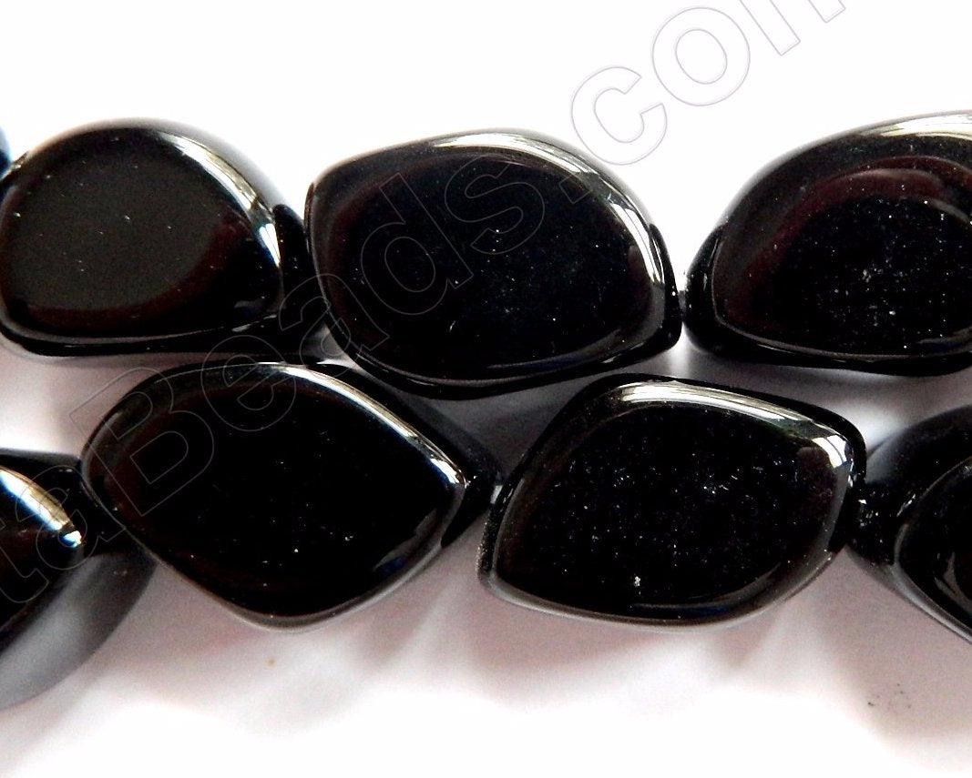 Black Onyx  -  Smooth Edge Diamond Cube Nuggets  16"