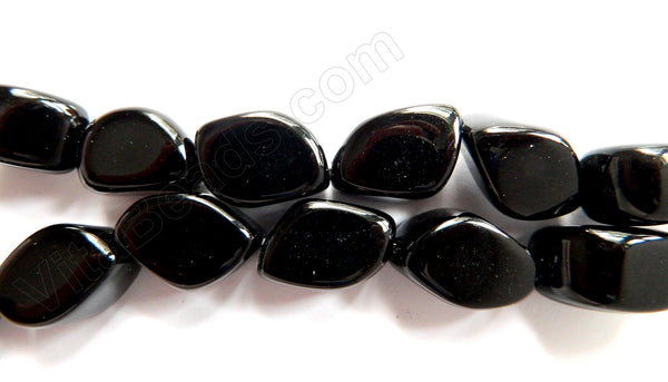 Black Onyx  -  Smooth Edge Diamond Cube Nuggets  16"