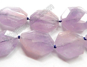 Amethyst Light  -  Irregular Faceted Slabs, Faceted Nuggets 16"     25 - 30 x 7 mm