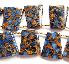 Blue Prase Pyrite  -  Top Side Drilled Ladder  8"