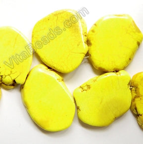 Bright Yellow Turquoise  -  Irregular Slabs Top Drilled 8"