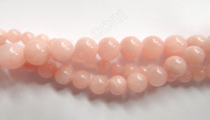 Light Cherry Jade  -  Smooth Round Beads  16"