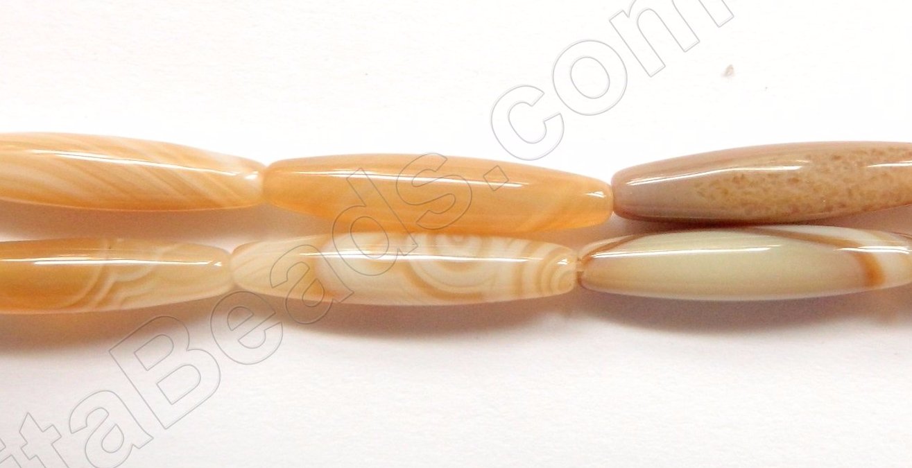 Light Brown Sardonix Agate AAA  -  Small Long Rice  16"