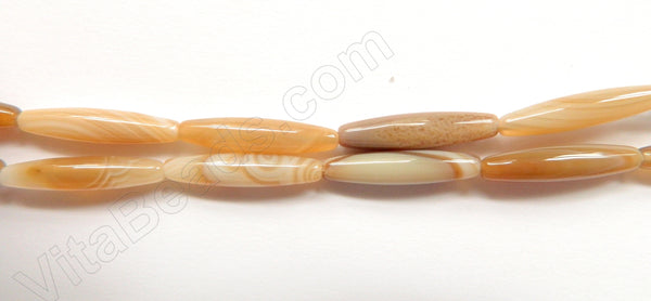 Light Brown Sardonix Agate AAA  -  Small Long Rice  16"