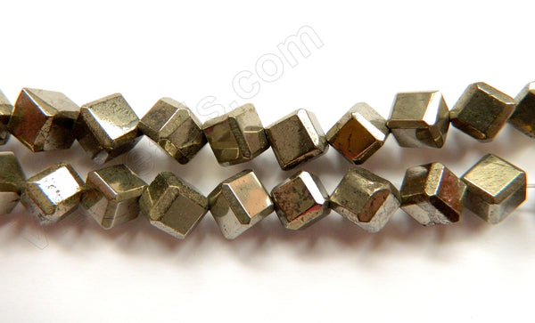 Pyrite AAA  -  Double Edge Di-drilled Cubes 15"