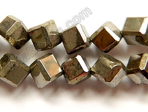 Pyrite AAA  -  Double Edge Di-drilled Cubes 15"