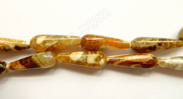 Light Turtle Fire Agate  -  Smooth Long Drops  16"