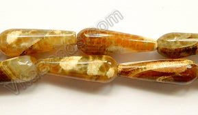 Light Turtle Fire Agate  -  Smooth Long Drops  16"