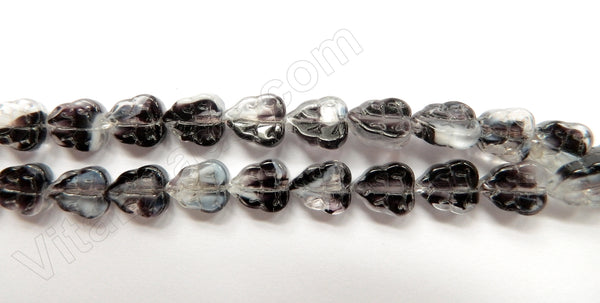 Black and Clear Crystal Qtz  -  Carved Triangle Leaf  7.5"