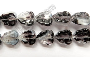 Black and Clear Crystal Qtz  -  Carved Triangle Leaf  7.5"