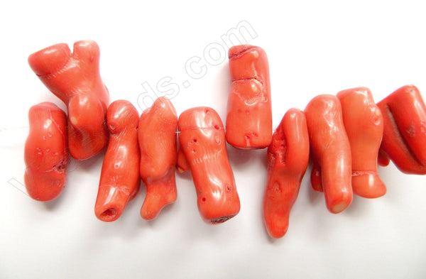 Orange Coral  -  Top Drilled Branch Stick  6"
