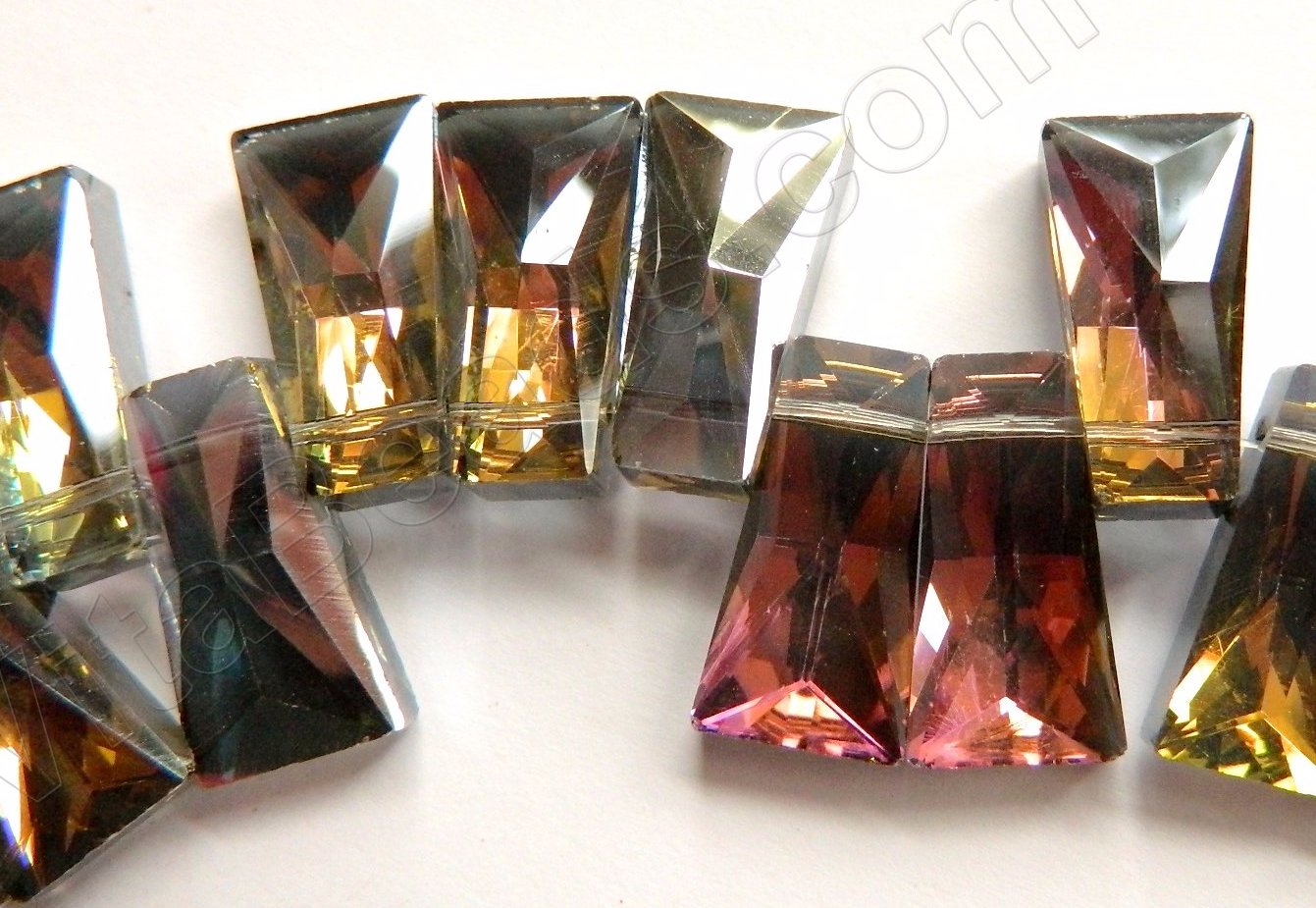 Mystic Brown Red Silver Crystal Quartz  -  Faceted Ladder Topdrilled 6.5"