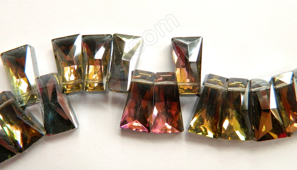 Mystic Brown Red Silver Crystal Quartz  -  Faceted Ladder Topdrilled 6.5"