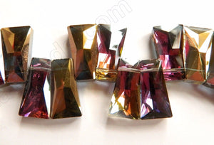 Mystic Purple Brown Gold Crystal Quartz  -  Faceted Ladder Top Drilled 10"