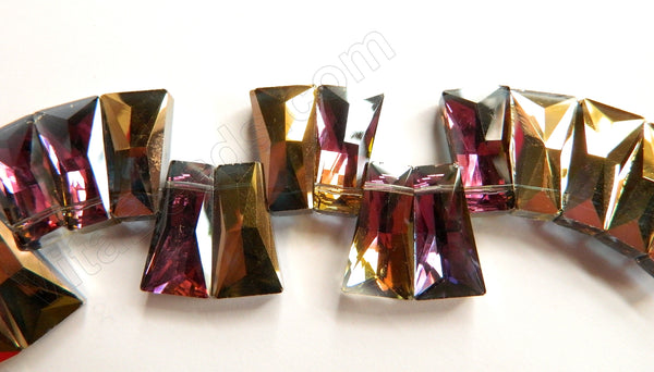 Mystic Purple Brown Gold Crystal Quartz  -  Faceted Ladder Top Drilled 10"