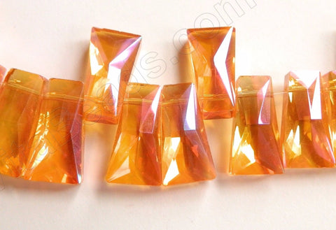 Mystic Orange Peach Crystal Quartz  -  Faceted Ladder Topdrilled 6.5"
