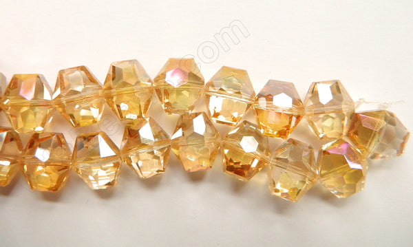 Mystic Light Yellow Peach Crystal  -  Faceted Hexagon  8"