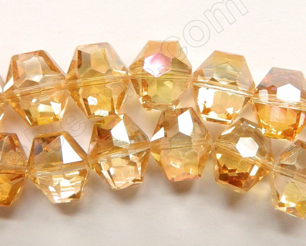 Mystic Light Yellow Peach Crystal  -  Faceted Hexagon  8"