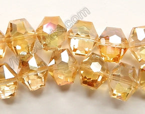 Mystic Light Yellow Peach Crystal  -  Faceted Hexagon  8"