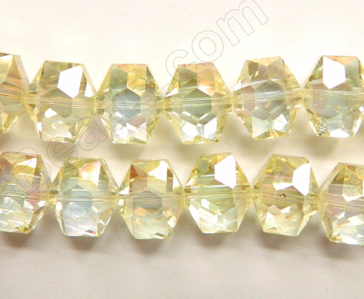 Mystic Light Lemon Crystal  -  Faceted Hexagon  8"