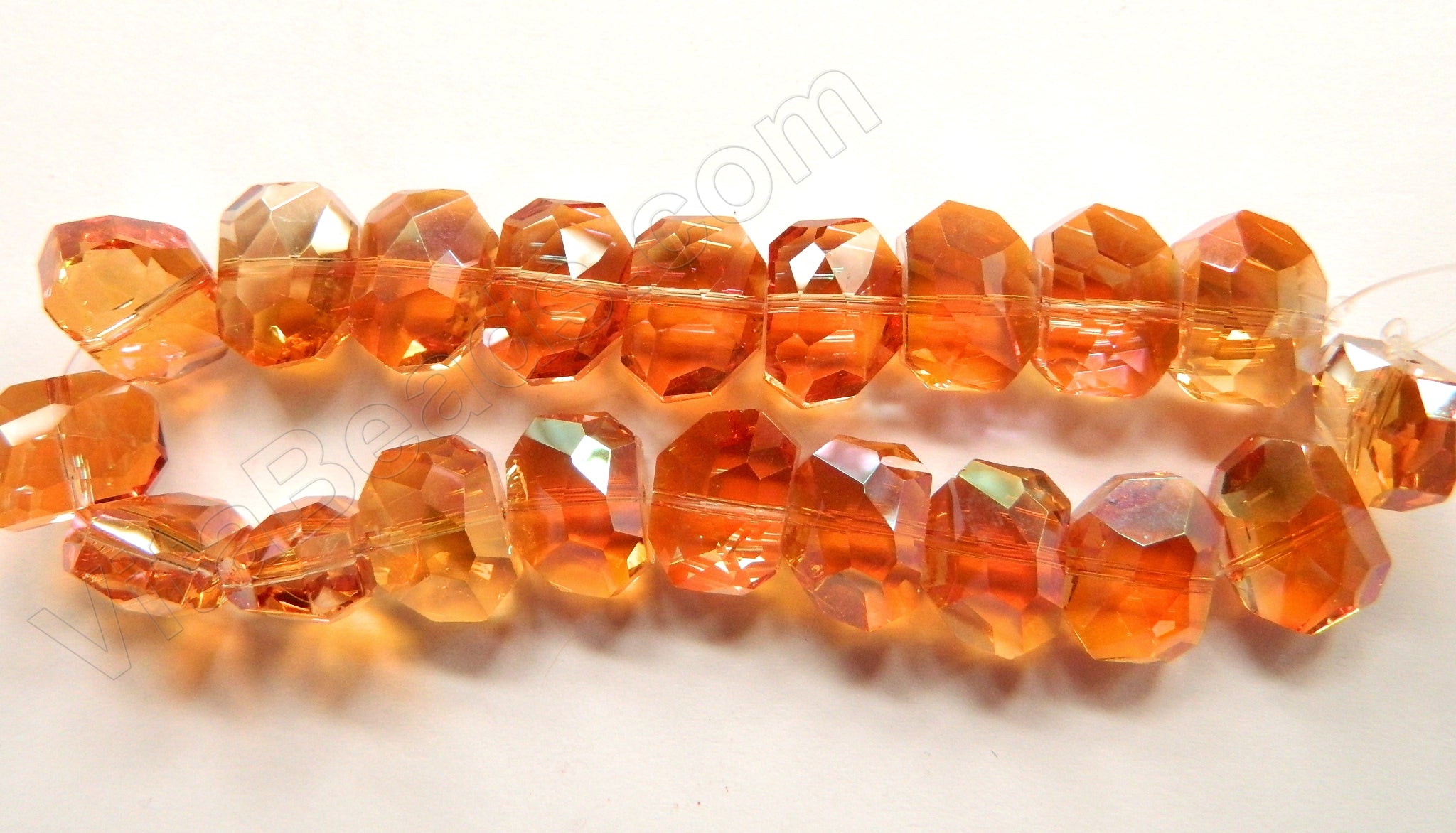 Mystic Dark Amber Crystal  -  Faceted Irregular Flat Nugget  8"