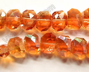 Mystic Dark Amber Crystal  -  Faceted Irregular Flat Nugget  8"