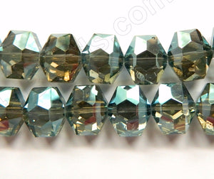 Mystic Green Grey Crystal  -  Faceted Hexagon  8"