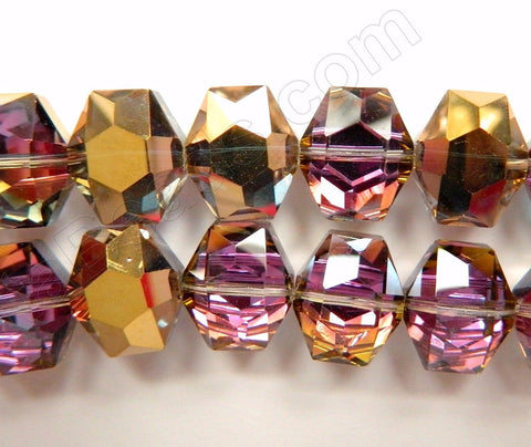 Mystic Purple Gold Grey Crystal  -  Faceted Hexagon  8"
