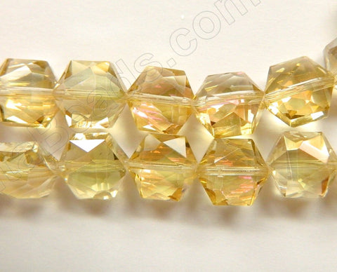 Mystic AB Light Citrine Crystal  -  Faceted Hexagon  8"