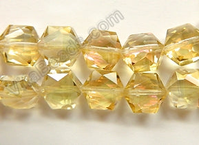 Mystic AB Light Citrine Crystal  -  Faceted Hexagon  8"
