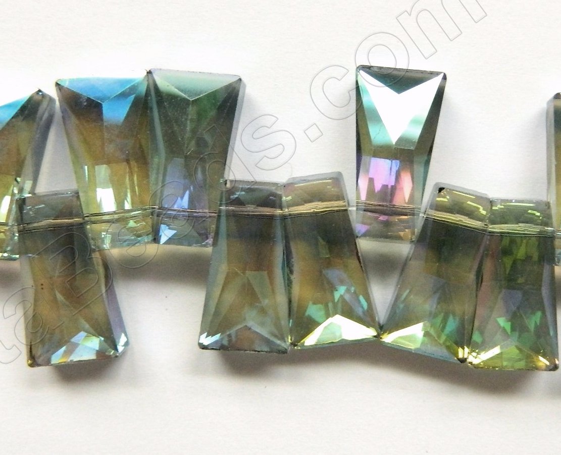 Mystic TQ Green Peacock Crystal  -  Faceted Ladder Topdrilled 6.5"