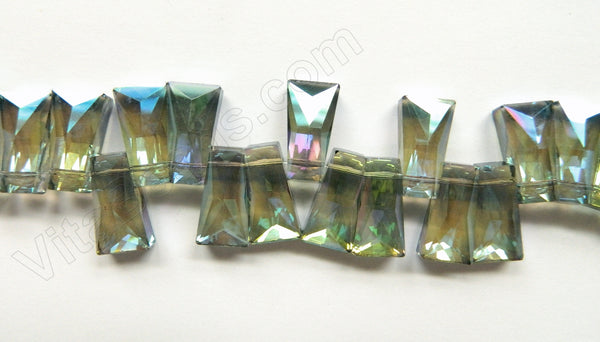 Mystic TQ Green Peacock Crystal  -  Faceted Ladder Topdrilled 6.5"