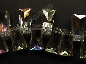 Mystic AB Lemon Crystal  -  Faceted Ladder Topdrilled 6.5"