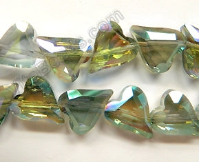 Mystic Green Yellow Crystal  -  Faceted Fancy Heart 12"