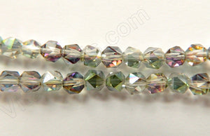 AB Coated Green Grey Crystal Quartz  -  Rose Cut Faceted Round  11"